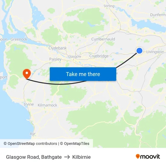 Glasgow Road, Bathgate to Kilbirnie map