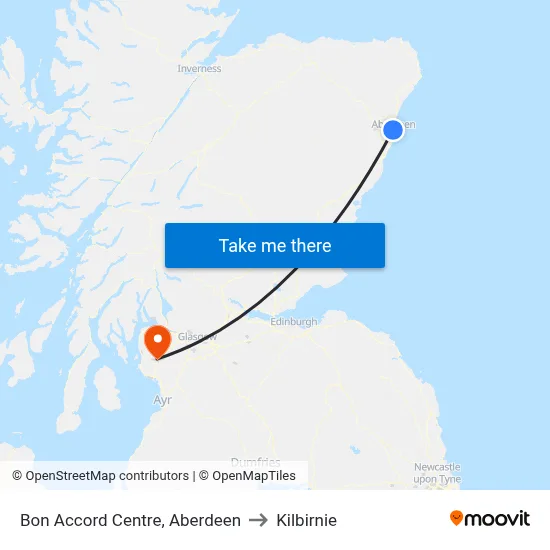 Bon Accord Centre, Aberdeen to Kilbirnie map
