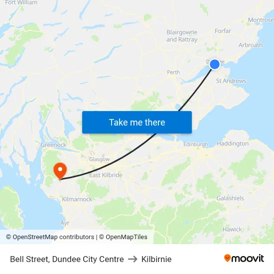 Bell Street, Dundee City Centre to Kilbirnie map