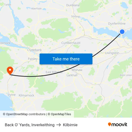 Back O' Yards, Inverkeithing to Kilbirnie map