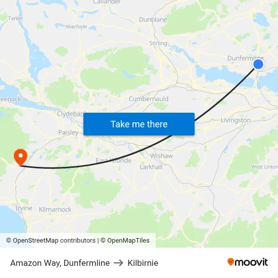 Amazon Way, Dunfermline to Kilbirnie map