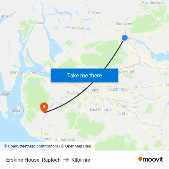 Erskine House, Raploch to Kilbirnie map
