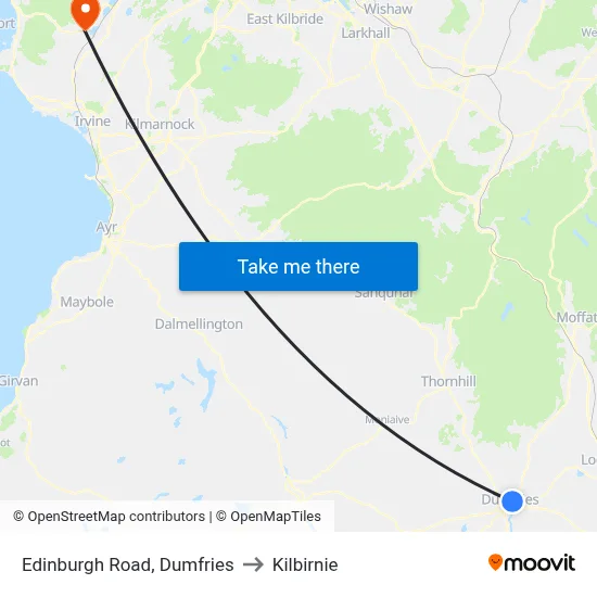 Edinburgh Road, Dumfries to Kilbirnie map