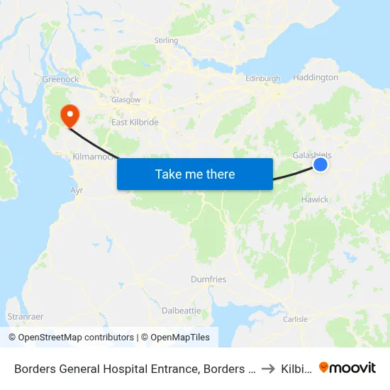 Borders General Hospital Entrance, Borders General Hospital to Kilbirnie map