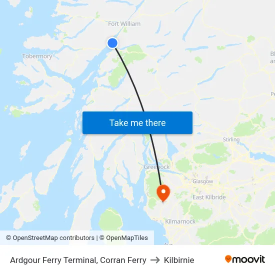 Ardgour Ferry Terminal, Corran Ferry to Kilbirnie map