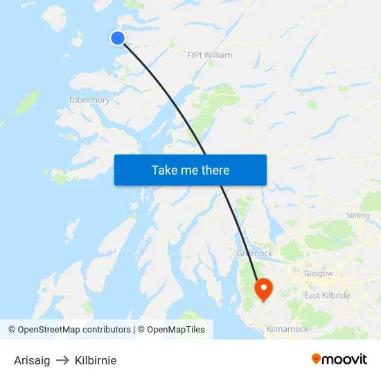 Arisaig to Kilbirnie map