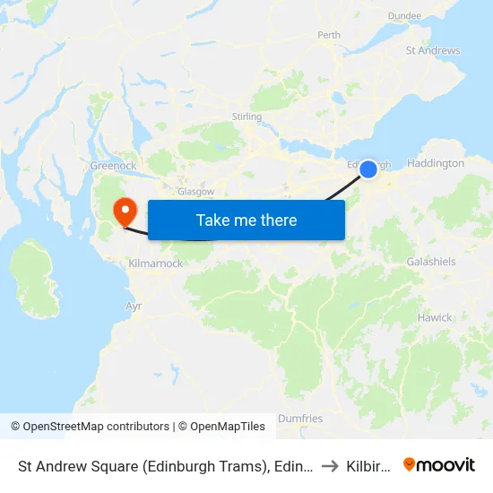 St Andrew Square (Edinburgh Trams), Edinburgh to Kilbirnie map