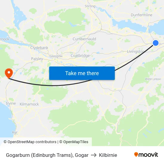 Gogarburn (Edinburgh Trams), Gogar to Kilbirnie map