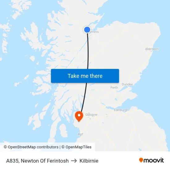 A835, Newton Of Ferintosh to Kilbirnie map