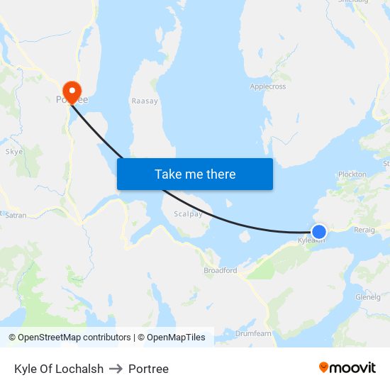 Kyle Of Lochalsh to Portree map