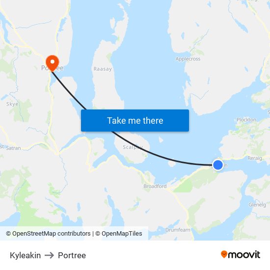 Kyleakin to Portree map