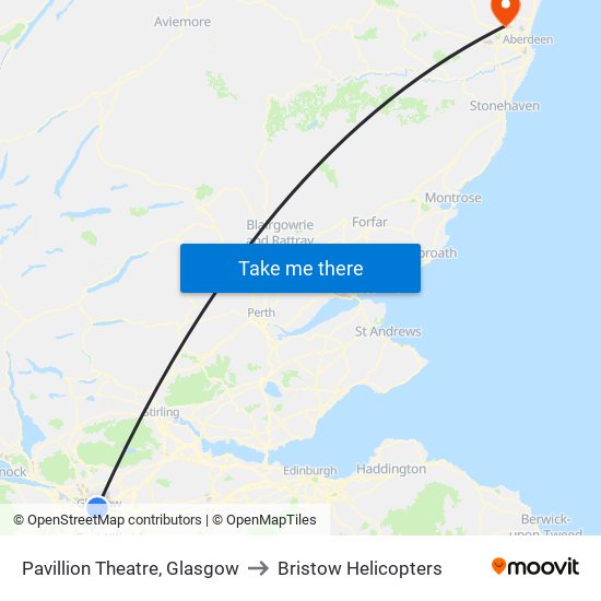 Pavillion Theatre, Glasgow to Bristow Helicopters map