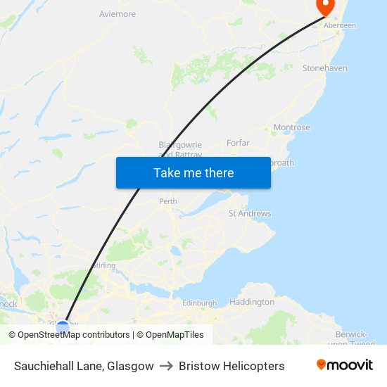 Sauchiehall Lane, Glasgow to Bristow Helicopters map