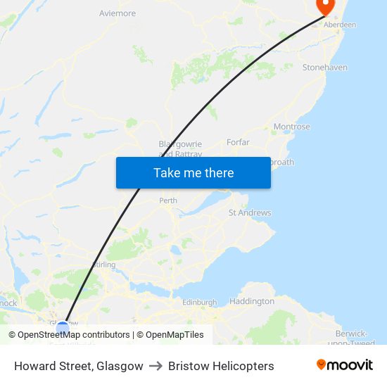 Howard Street, Glasgow to Bristow Helicopters map