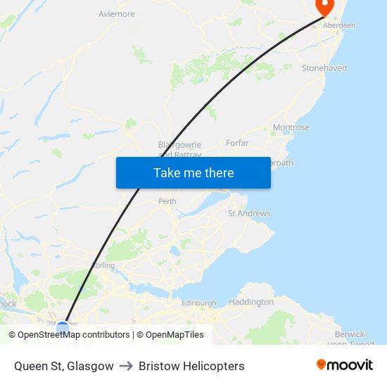 Queen St, Glasgow to Bristow Helicopters map