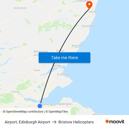 Airport, Edinburgh Airport to Bristow Helicopters map