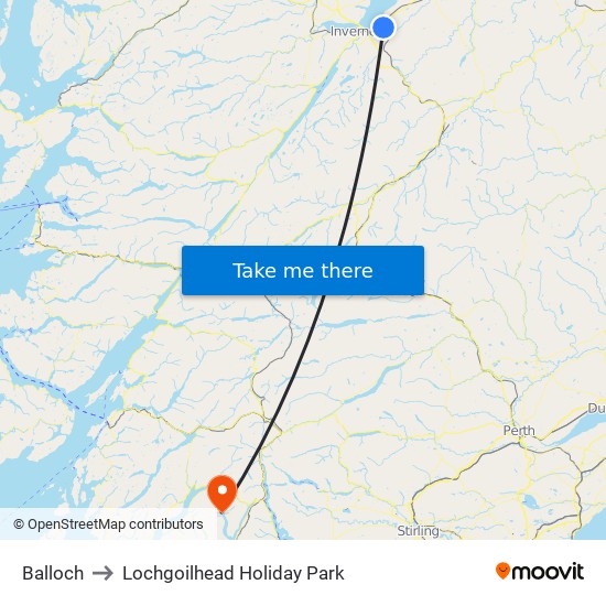 Balloch to Lochgoilhead Holiday Park map