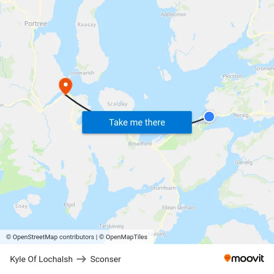 Kyle Of Lochalsh to Sconser map