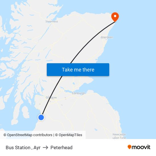 Bus Station , Ayr to Peterhead map