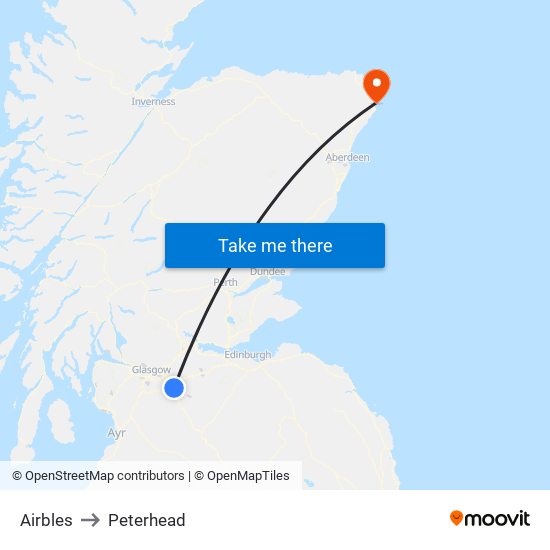Airbles to Peterhead map
