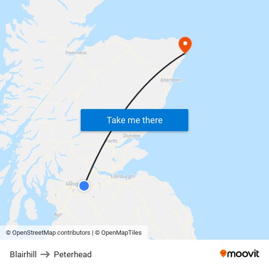 Blairhill to Peterhead map