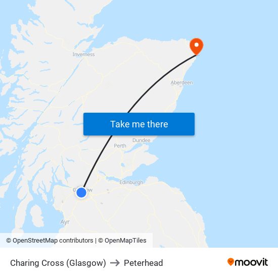 Charing Cross (Glasgow) to Peterhead map