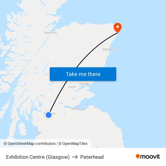 Exhibition Centre (Glasgow) to Peterhead map