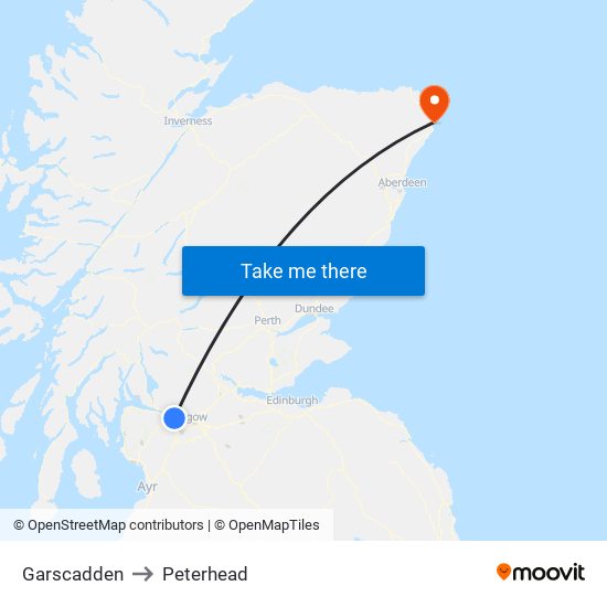 Garscadden to Peterhead map