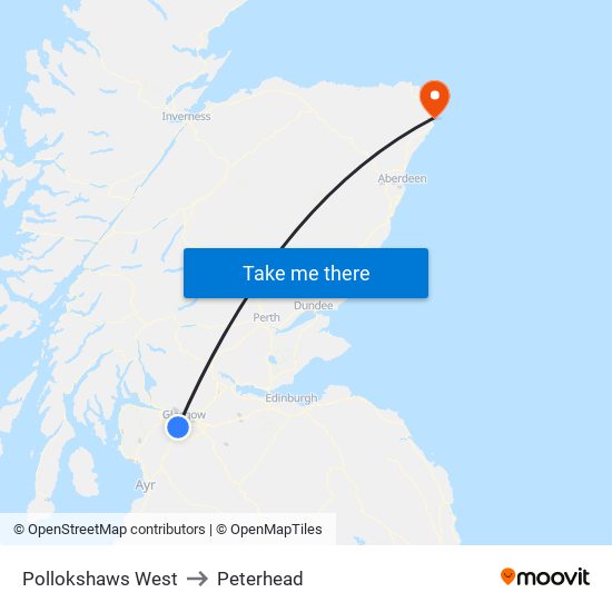 Pollokshaws West to Peterhead map