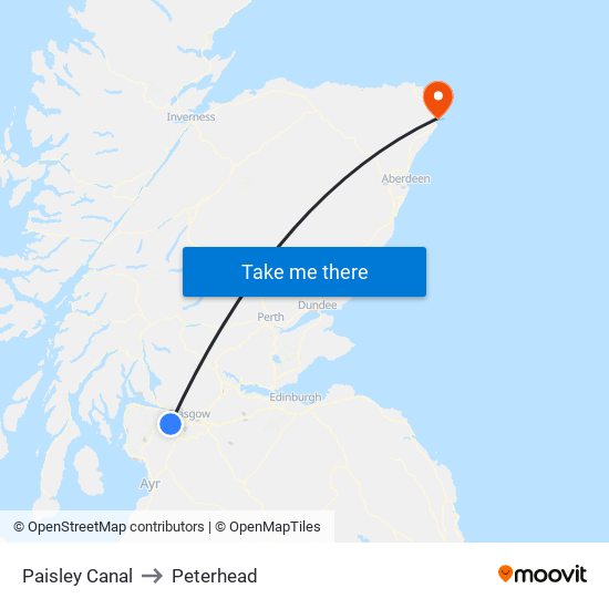 Paisley Canal to Peterhead map
