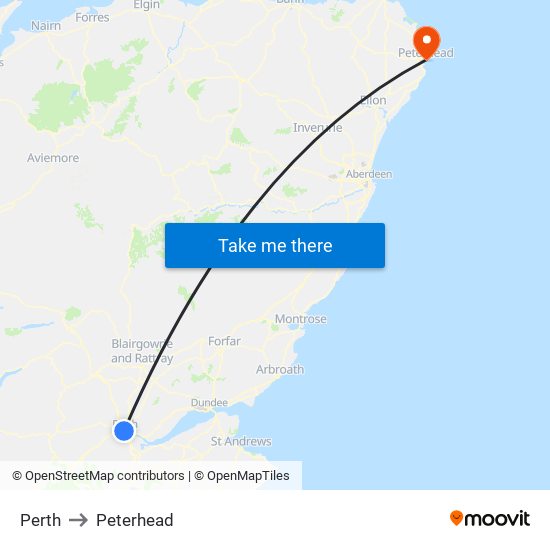 Perth to Peterhead map