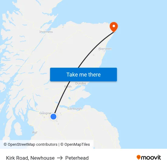 Kirk Road, Newhouse to Peterhead map