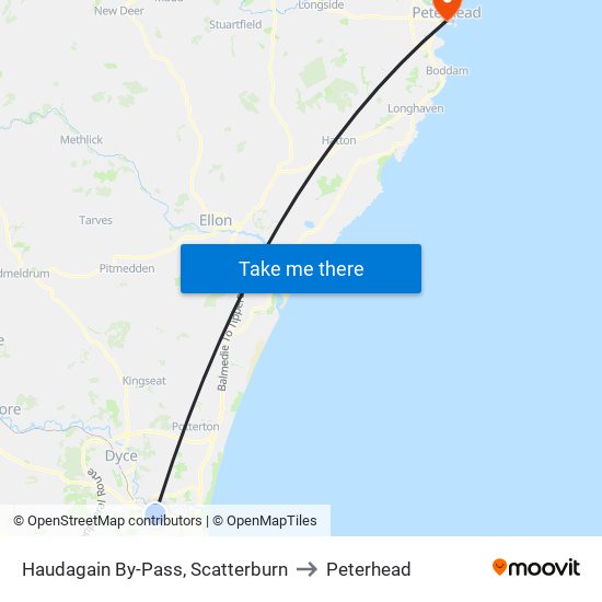 Haudagain By-Pass, Scatterburn to Peterhead map