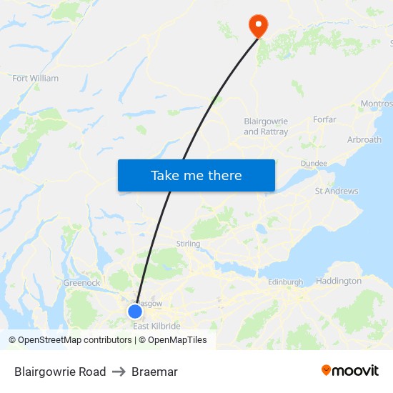 Blairgowrie Road to Braemar map