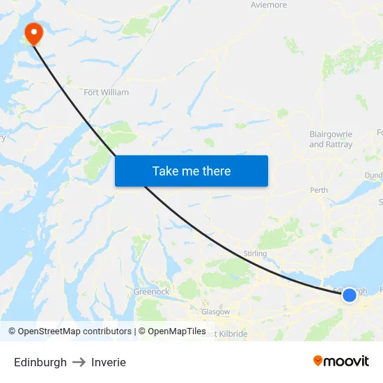 Edinburgh to Inverie map