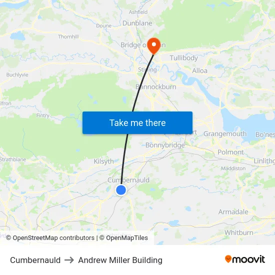 Cumbernauld to Andrew Miller Building map