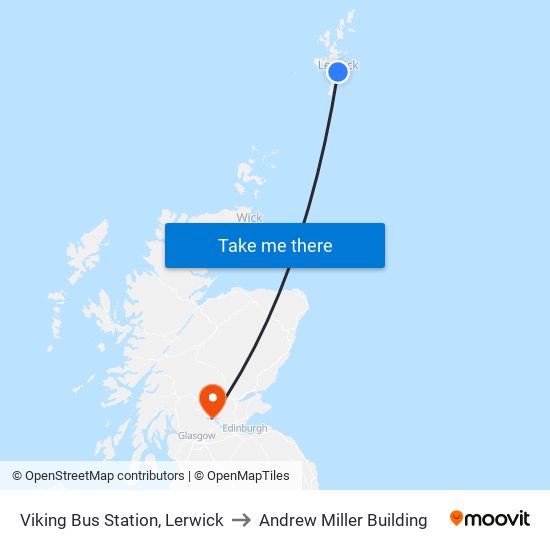Viking Bus Station, Lerwick to Andrew Miller Building map
