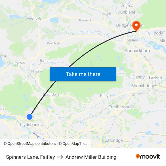 Spinners Lane, Faifley to Andrew Miller Building map