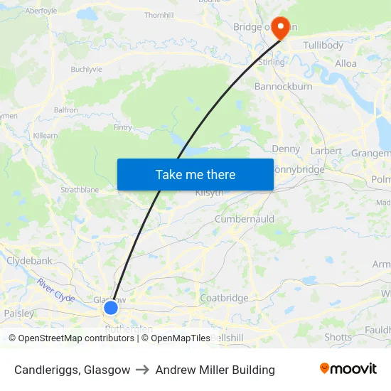 Candleriggs, Glasgow to Andrew Miller Building map