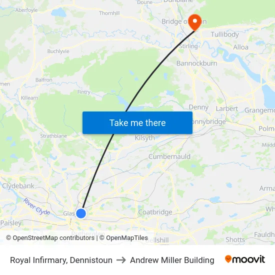 Royal Infirmary, Dennistoun to Andrew Miller Building map