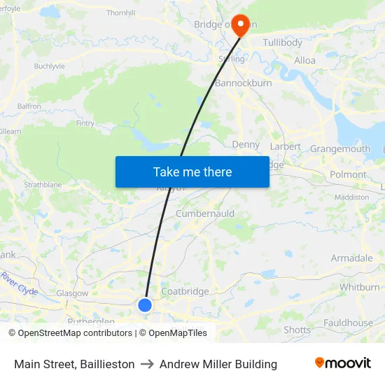 Main Street, Baillieston to Andrew Miller Building map