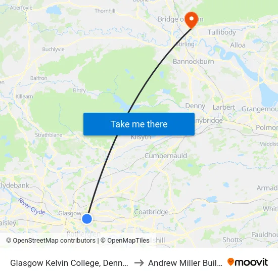 Glasgow Kelvin College, Dennistoun to Andrew Miller Building map