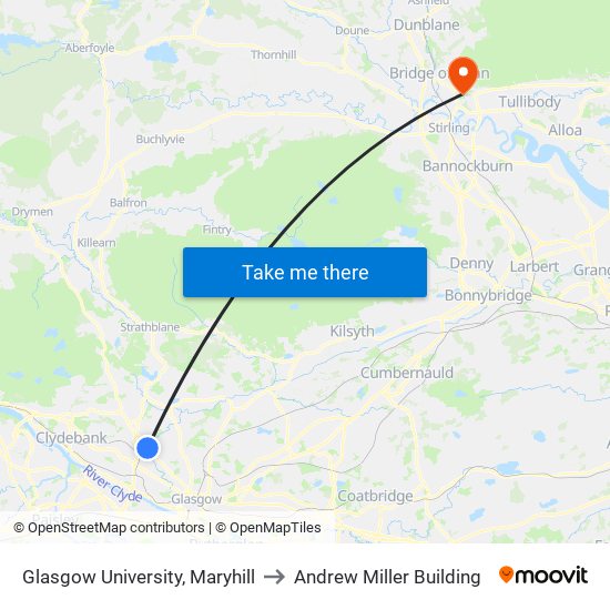 Glasgow University, Maryhill to Andrew Miller Building map