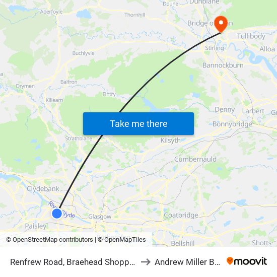 Renfrew Road, Braehead Shopping Centre to Andrew Miller Building map