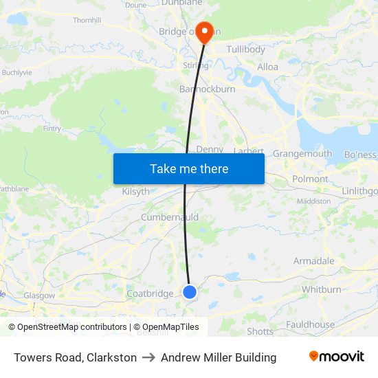 Towers Road, Clarkston to Andrew Miller Building map