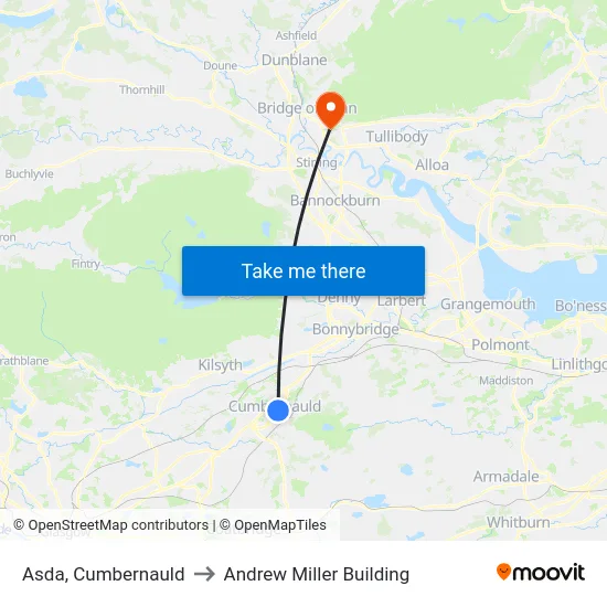 Asda, Cumbernauld to Andrew Miller Building map