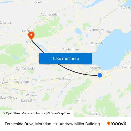 Fernieside Drive, Moredun to Andrew Miller Building map