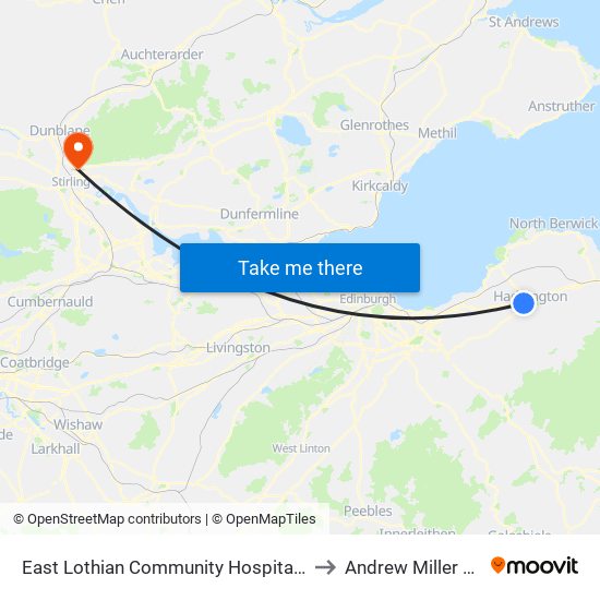 East Lothian Community Hospital, Haddington to Andrew Miller Building map