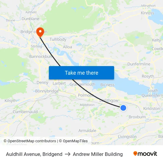 Auldhill Avenue, Bridgend to Andrew Miller Building map
