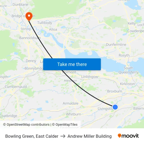 Bowling Green, East Calder to Andrew Miller Building map